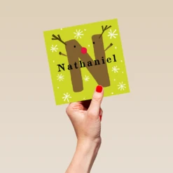 Pod Personalised Reindeer Monogram Letter N Christmas Card -Pod Shop F3006299 hand L