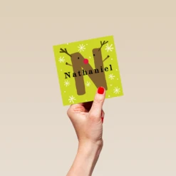 Pod Personalised Reindeer Monogram Letter N Christmas Card -Pod Shop F3006299 hand S