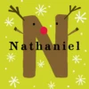 Pod Personalised Reindeer Monogram Letter N Christmas Card