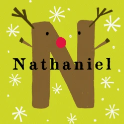 Pod Personalised Reindeer Monogram Letter N Christmas Card