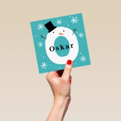 Pod Personalised Snowman Monogram Letter O Christmas Card -Pod Shop F3006300 hand L