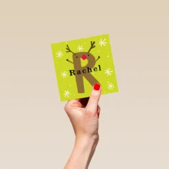 Pod Personalised Reindeer Monogram Letter R Christmas Card -Pod Shop F3006303 hand S
