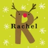 Pod Personalised Reindeer Monogram Letter R Christmas Card