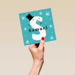 Pod Personalised Snowman Monogram Letter S Christmas Card -Pod Shop F3006304 hand L
