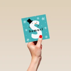 Pod Personalised Snowman Monogram Letter S Christmas Card -Pod Shop F3006304 hand S