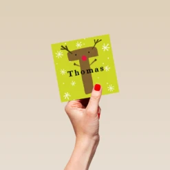 Pod Personalised Reindeer Monogram Letter T Christmas Card -Pod Shop F3006305 hand S