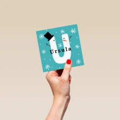 Pod Personalised Snowman Monogram Letter U Christmas Card -Pod Shop F3006306 hand S