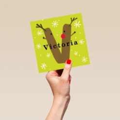 Pod Personalised Reindeer Monogram Letter V Christmas Card -Pod Shop F3006307 hand L