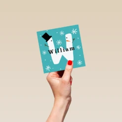 Pod Personalised Snowman Monogram Letter W Christmas Card -Pod Shop F3006308 hand S