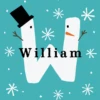 Pod Personalised Snowman Monogram Letter W Christmas Card