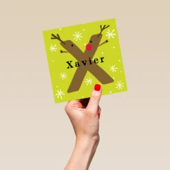 Pod Personalised Reindeer Monogram Letter X Christmas Card -Pod Shop F3006309 hand L