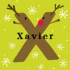 Pod Personalised Reindeer Monogram Letter X Christmas Card