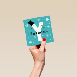 Pod Personalised Snowman Monogram Letter Y Christmas Card -Pod Shop F3006310 hand S