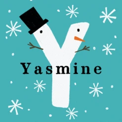 Pod Personalised Snowman Monogram Letter Y Christmas Card