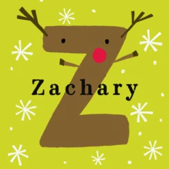 Pod Personalised Reindeer Monogram Letter Z Christmas Card