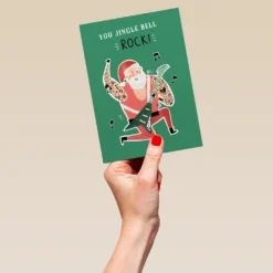 Pod Personalised You Jingle Bell Rock Santa Christmas Card -Pod Shop F3006315 hand L