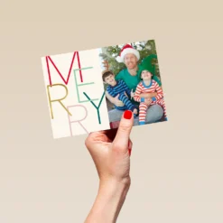 Pod Personalised Merry Text Photo Christmas Card -Pod Shop F3006333 hand L