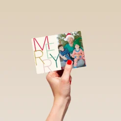 Pod Personalised Merry Text Photo Christmas Card -Pod Shop F3006333 hand S