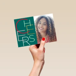 Pod Personalised Cheers Photo Christmas Card -Pod Shop F3006335 hand L