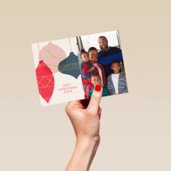 Pod Personalised Baubles Photo Christmas Card 9 Pod Personalised Baubles Photo Christmas Card -Pod Shop F3006336 hand L