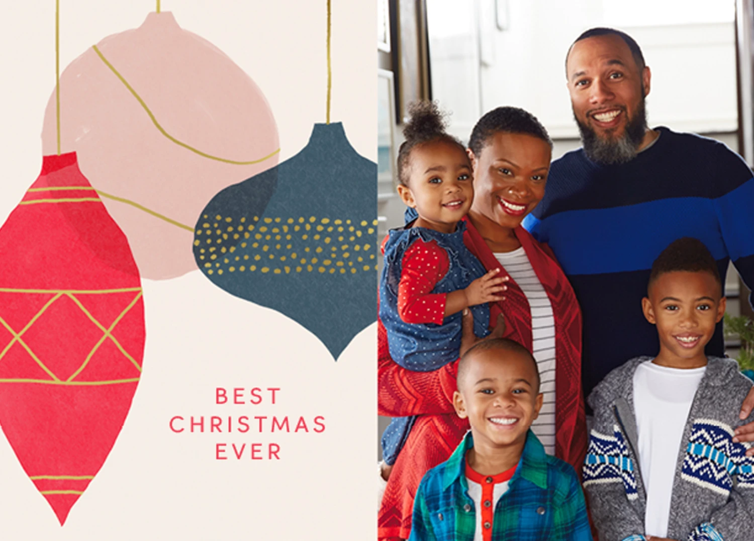 Pod Personalised Baubles Photo Christmas Card 1 Pod Personalised Baubles Photo Christmas Card