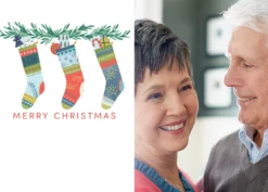 Pod Personalised Stockings And Wreath Photo Christmas Card