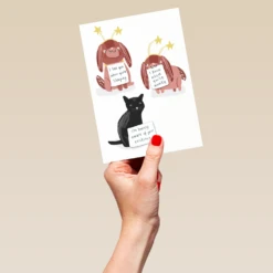 Pod Personalised Funny Cat & Dog Humour Christmas Card -Pod Shop F3006348 hand L