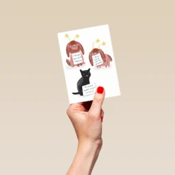 Pod Personalised Funny Cat & Dog Humour Christmas Card -Pod Shop F3006348 hand S