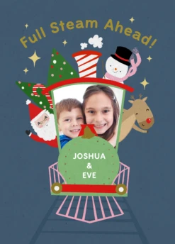 Pod Personalised Full Steam Ahead Photo Christmas Card