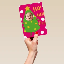 Pod Personalised Ho Ho Ho Tree Photo Christmas Card -Pod Shop F3006708 hand L
