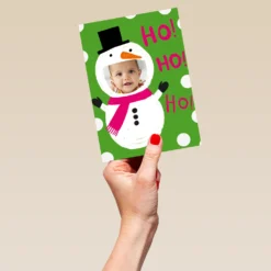 Pod Personalised Ho Ho Ho Snowman Photo Christmas Card -Pod Shop F3006709 hand L