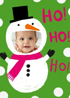 Pod Personalised Ho Ho Ho Snowman Photo Christmas Card
