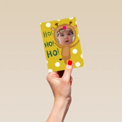 Pod Personalised Ho Ho Ho Reindeer Photo Christmas Card -Pod Shop F3006710 hand S