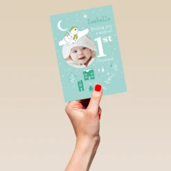 Pod Personalised The Snowman™ Photo Upload 1st Christmas Card -Pod Shop F3007490 hand L