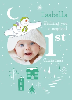 Pod Personalised The Snowman™ Photo Upload 1st Christmas Card