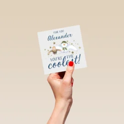 Pod Personalised Kids The Snowman™ Stars Christmas Card -Pod Shop F3007493 hand S