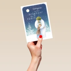 Pod Personalised Kids The Snowman™ Hugging Christmas Card -Pod Shop F3007494 hand L