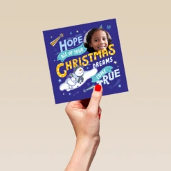 Pod Personalised Kids Blue The Snowman™ Photo Upload Christmas Card -Pod Shop F3007496 hand L