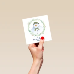 Pod Personalised The Snowman™ Wreath Christmas Card For The Family -Pod Shop F3007499 hand S