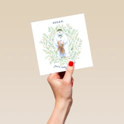 Pod Personalised The Snowman™ & James Wreath Christmas Card For Her -Pod Shop F3007500 hand L