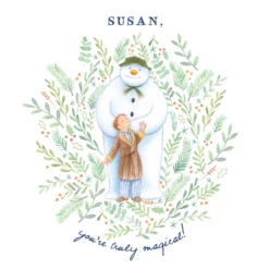 Pod Personalised The Snowman™ & James Wreath Christmas Card For Her