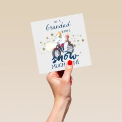 Pod Personalised The Snowman™ Motorbike Christmas Card For Grandad -Pod Shop F3007503 hand L