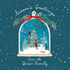 Pod Personalised Editable Christmas Card Snowglobe Scene From Family