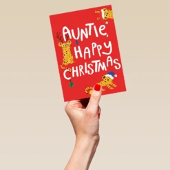 Pod Personalised Cute Festive Cheetahs Christmas Card For Auntie 9 Pod Personalised Cute Festive Cheetahs Christmas Card For Auntie -Pod Shop F3100001 hand L