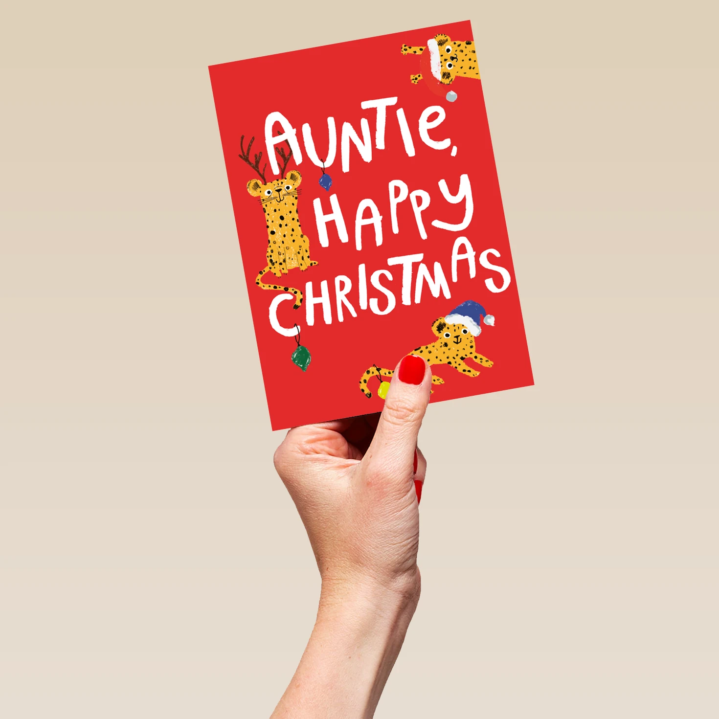 Pod Personalised Cute Festive Cheetahs Christmas Card For Auntie 5 Pod Personalised Cute Festive Cheetahs Christmas Card For Auntie - Image 5