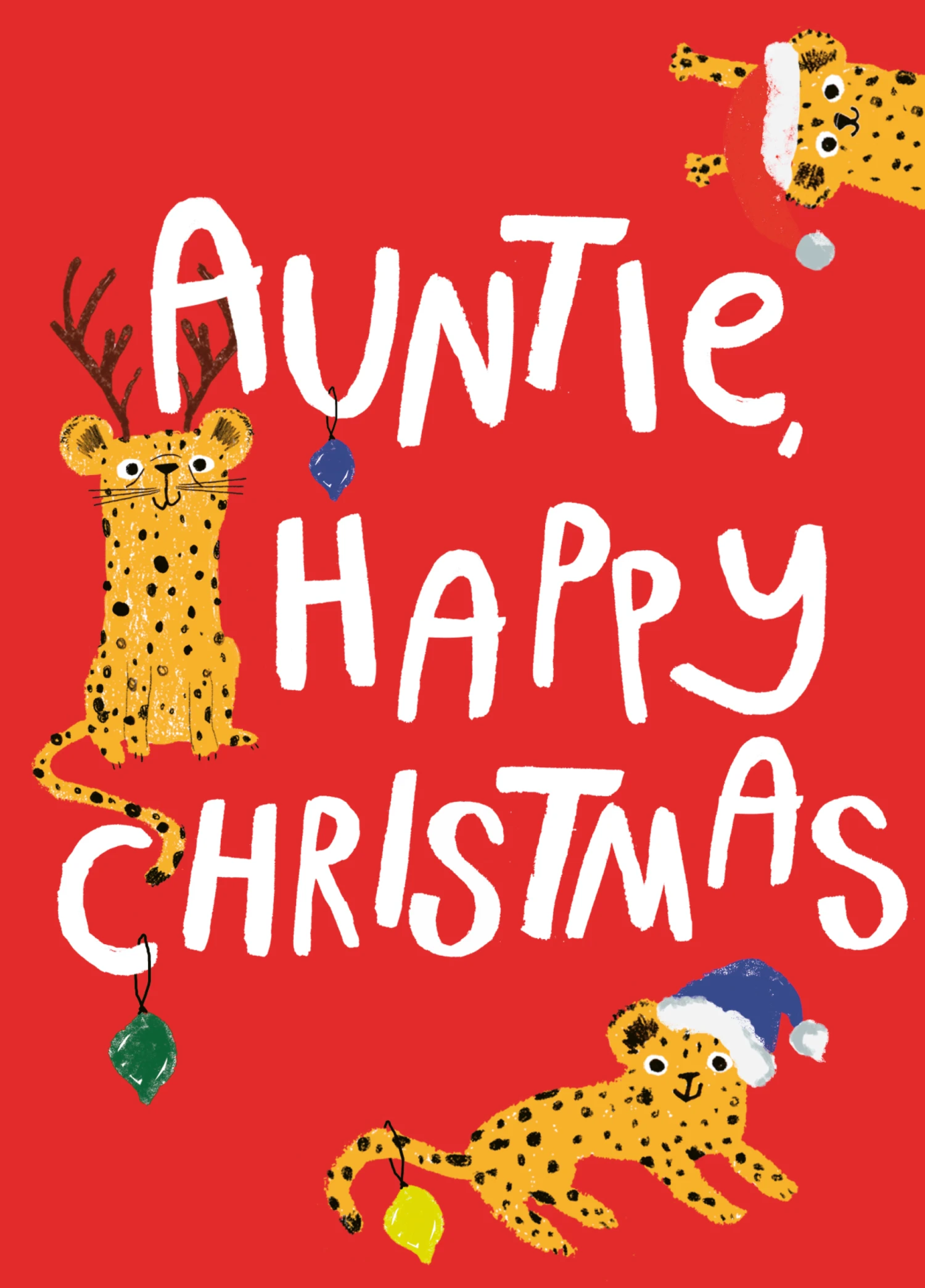 Pod Personalised Cute Festive Cheetahs Christmas Card For Auntie 1 Pod Personalised Cute Festive Cheetahs Christmas Card For Auntie