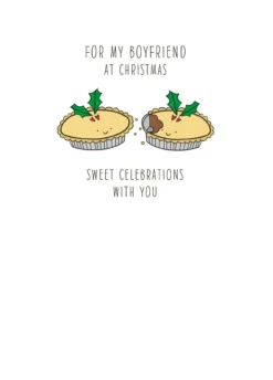 Pod Personalised Boyfriend Cute Mince Pie Christmas Card
