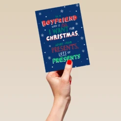 Pod Personalised Funny Boyfriend Presents Christmas Card -Pod Shop F3100005 hand L