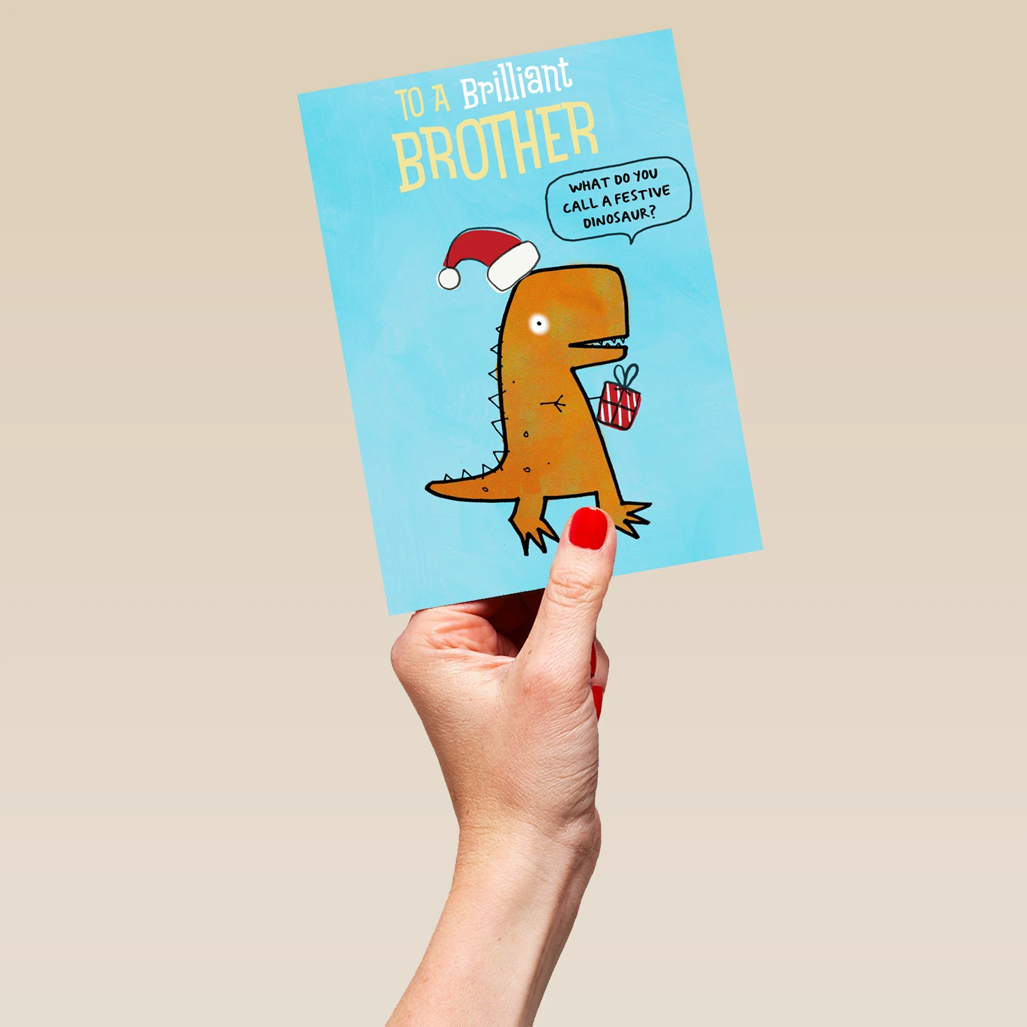 Pod Personalised For Brother Festive Dinosaur Christmas Card 5 Pod Personalised For Brother Festive Dinosaur Christmas Card - Image 5