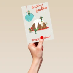 Pod Personalised For Brother Cute Pudding Christmas Card 9 Pod Personalised For Brother Cute Pudding Christmas Card -Pod Shop F3100012 hand L